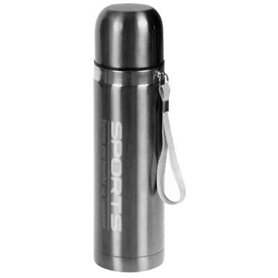 Thermosfles Metallic - RVS - isoleerfles - zilver - 500 ml - Thermoflessen - met draaglus