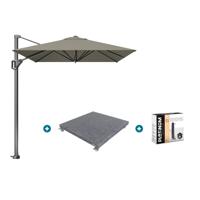 Platinum Voyager zweefparasol T1 3x2 m. - Taupe met voet en hoes - thumbnail