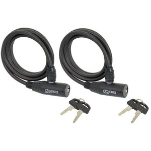 2x Zwart fietsslot/krulkabelslot 150 cm