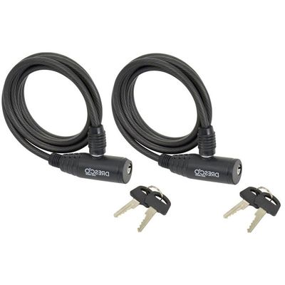 2x Zwart fietsslot/krulkabelslot 150 cm