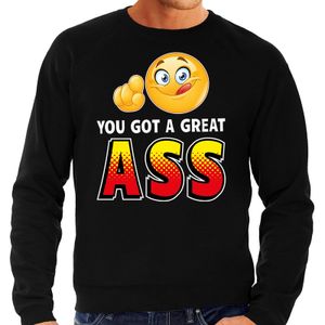 Funny emoticon sweater You got a great ass zwart heren