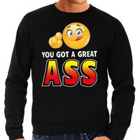 Funny emoticon sweater You got a great ass zwart heren - thumbnail