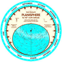 Sterrenkaart - Planisfeer 40 graden noorderbreedte (engelstalig) | Rob Walrecht Productions