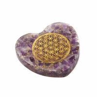 Orgoniet Hart Amethist met Koperen Flower of Life - thumbnail