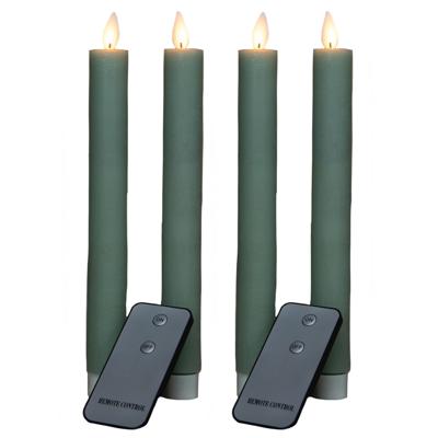 Led dinerkaarsen - 4x st - jade groen - 23 cm - bewegende vlam - warm jade groen licht Led dinerkaarsen - 4x st - jade groen - 23 cm - bewegende vlam - warm jade groen licht