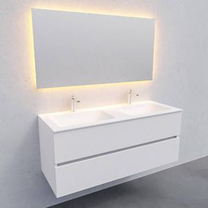 Badkamermeubel Solid Surface AQS Oslo 120x46 cm Dubbel Mat Wit Boss & Wessing