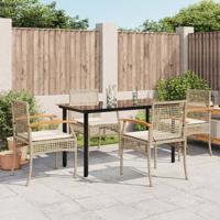 5-delige Tuinset met kussens poly rattan beige