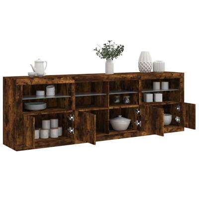 Dressoir met LED-verlichting 202x37x67 cm gerookt eikenkleurig