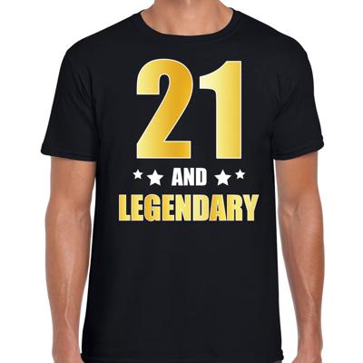 21 and legendary verjaardag cadeau t-shirt - zwart - gouden letters - heren - 21 jaar geworden