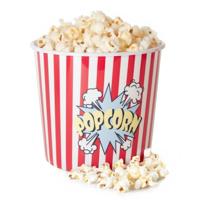 Popcorn bak - rood/wit - kunststof - D21 cm - 7 liter - herbruikbaar
