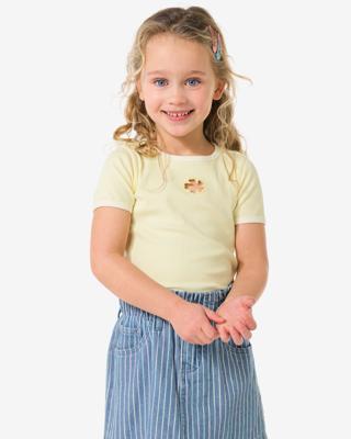 HEMA Kinder T-shirt rib bloemen lichtgeel (lichtgeel)