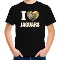 I love jaguars t-shirt met dieren foto van een luipaard zwart voor kinderen - thumbnail