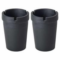 Auto asbak met deksel - 2x - zwart - 11 x 8 cm - Geurvrije/rookvrije auto asbak