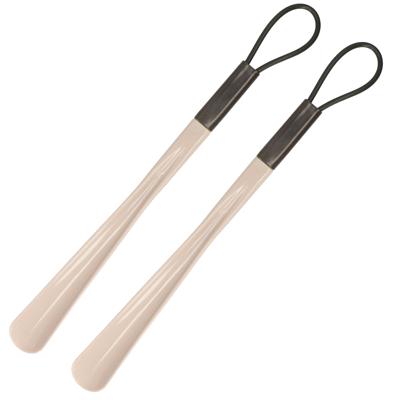 Schoenlepel kunststof - 2x - beige - 40 cm - Schoen instaphulp - Schoenen accessoires