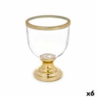 Kaarshouder Fluitglas Gouden Staal 17,3 x 23,5 x 17,3 cm (6 Stuks)