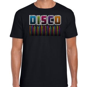 Disco verkleed t-shirt heren - jaren 80 feest outfit - disco muziek - zwart