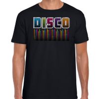 Disco verkleed t-shirt heren - jaren 80 feest outfit - disco muziek - zwart - thumbnail