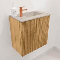 Toiletmeubel Mondiaz Joya Dlux | 40 cm | Meubelkleur Oak | Faye wastafel Opalo Wasbak Rechts | 1 kraangat