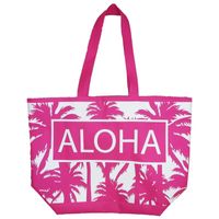 Damestas strandtas palmbomen roze/wit Aloha 58 cm - thumbnail