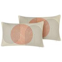 Beliani-GERBERA -Sierkussen set van 2-Beige-30 x 50 cm-Polyester