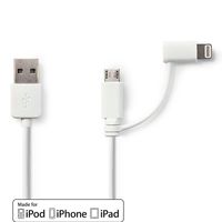 Nedis 2-in-1-Kabel | USB-A Male | Apple Lightning 8-Pins / USB Micro-B Male | 1 m | 1 stuks - CCGP39400WT10 CCGP39400WT10