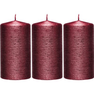 3x Rode cilinderkaarsen/stompkaarsen 7 x 13 cm 25 branduren