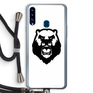 Angry Bear (white): Samsung Galaxy A20s Transparant Hoesje met koord