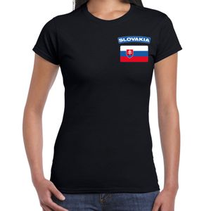 Slovakia t-shirt met vlag Slowakije zwart op borst voor dames