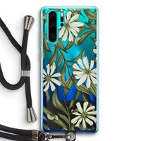 Wit bloemenpatroon: Huawei P30 Pro Transparant Hoesje met koord