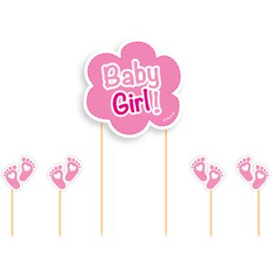 Taart Topper Set Geboorte Baby Girl