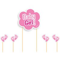 Taart Topper Set Geboorte Baby Girl