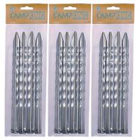 Camping tentharingen set - Zak met 30x kartelharingen - H24 cm - kamperen - scheerlijnen vastzetten