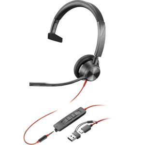 HP Poly Blackwire C3315 On Ear headset Computer Kabel Mono Zwart Ruisonderdrukking (microfoon), Noise Cancelling Headset, Volumeregeling, Microfoon