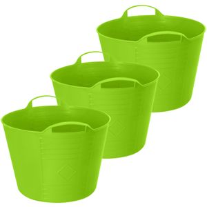 Flexibele emmer - 3x - groen - 27 liter - kunststof - 40 x 35 cm