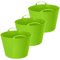 Flexibele emmer - 3x - groen - 27 liter - kunststof - 40 x 35 cm