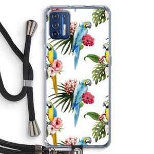 Kleurrijke papegaaien: Motorola Moto G9 Plus Transparant Hoesje met koord