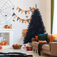 180 cm Hoge Kunstmatige Opvouwbare Halloween Kerstboom 1036 Takken Decoratieve Dennenboom Zwart