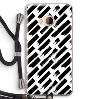 Zwarte vegen: HTC U Play Transparant Hoesje met koord