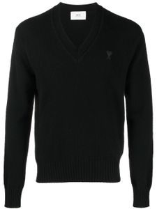 AMI Paris pull en maille à col v - Noir