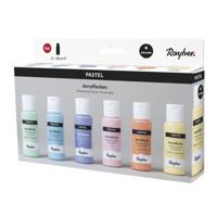 Acrylverf/hobbyverf set - pastel kleuren - 6x tubes van 60 ml - voor kinderen/volwassenen
