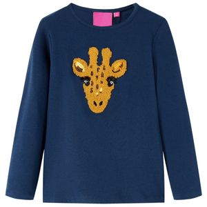 Kindershirt met lange mouwen dierenprint 116 marineblauw