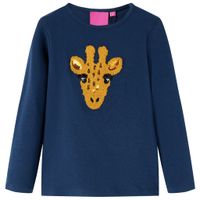 Kindershirt met lange mouwen dierenprint 116 marineblauw