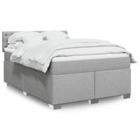 Boxspring met matras stof lichtgrijs 140x190 cm