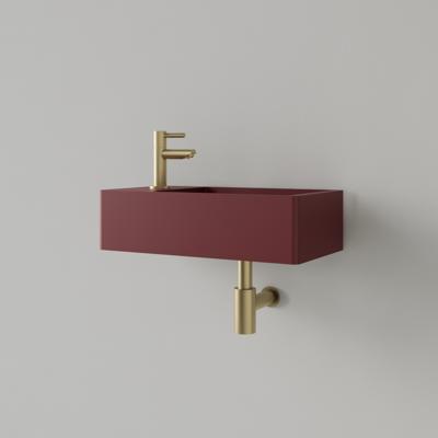 Fontein Gliss Design Freya Solid Marble 40x22x10 cm Met Kraangat Links Mat Wijn Rood Gliss Design