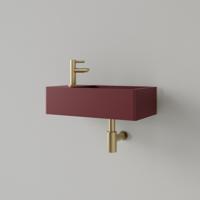 Fontein Gliss Design Freya Solid Marble 40x22x10 cm Met Kraangat Links Mat Wijn Rood Gliss Design