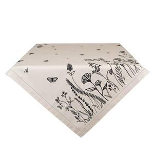 Clayre & Eef Tafelkleed 150x150 cm Beige Zwart Katoen Bloemen