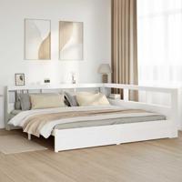 Bed met boekenkast zonder matras grenenhout wit 200x200 cm Bed met boekenkast zonder matras grenenhout wit 200x200 cm
