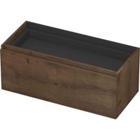 INK - Onderkast 1L met Binnenlade Greeploos Houten Keerlijst Fineer Zonder Sifonuitsparing in Binnenlade - 1000x450x400 Mm - Chocolate Fineer