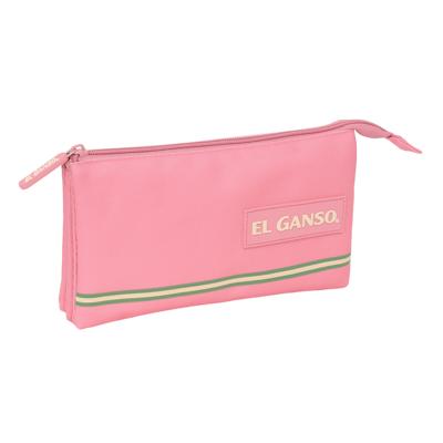 Pennenetui met 3 vakken El Ganso Marsala Roze 22 x 12 x 3 cm