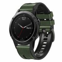 leer + siliconen bandje - Groen - Garmin Fenix 7 / 6 / 5 - thumbnail